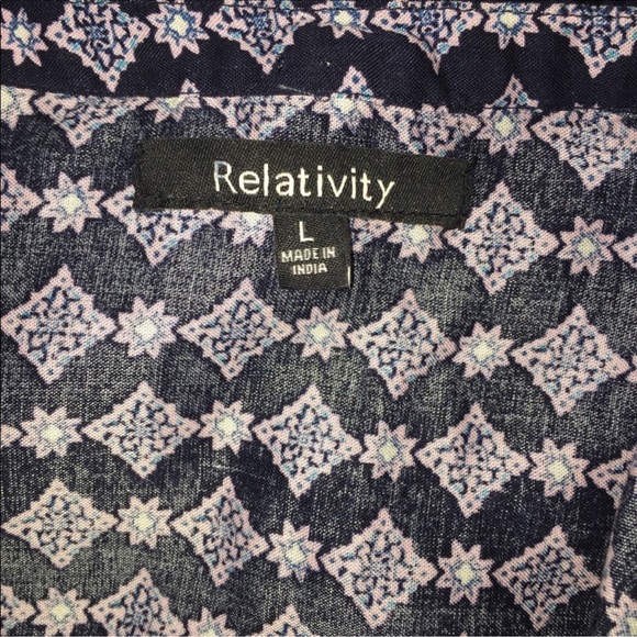 Relativity babydoll boho dress in white blues and pinks, size Large - Picture 5 of 6